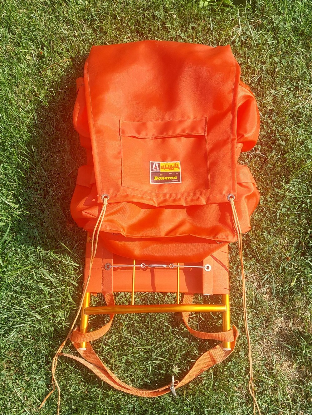 Vtg. A Line Academy The Bonanza Orange External Frame Backpack!